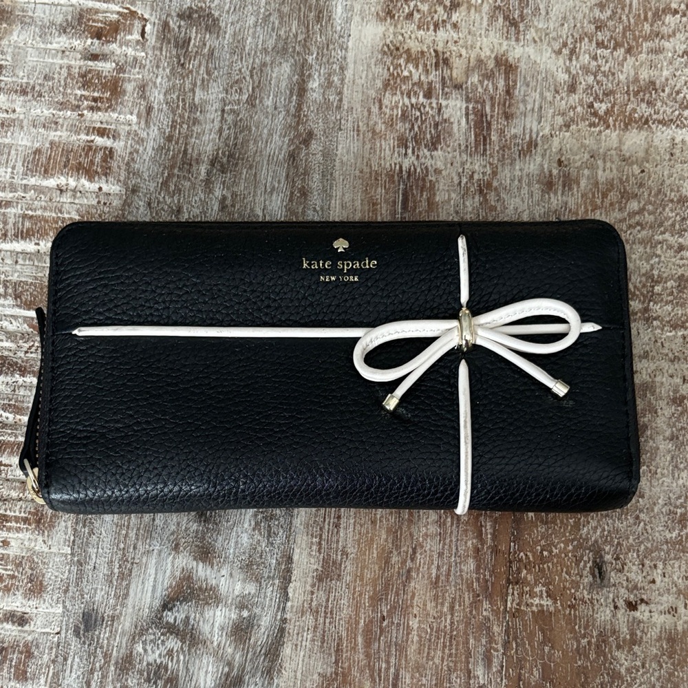 Kate Spade Black Wallet with Bow Accent